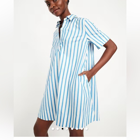 Old Navy Dresses & Skirts - Old Navy Swing Shirtdress White blue stripe nautical short sleeve